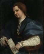 Andrea del Sarto Lady with a book of Petrarch's rhyme oil painting artist